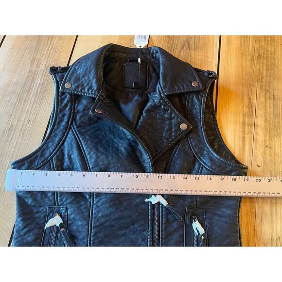 NWT! Sophie Max Women's Black Faux Leather Biker Punk Rock Vest Size Large - Picture 5 of 9